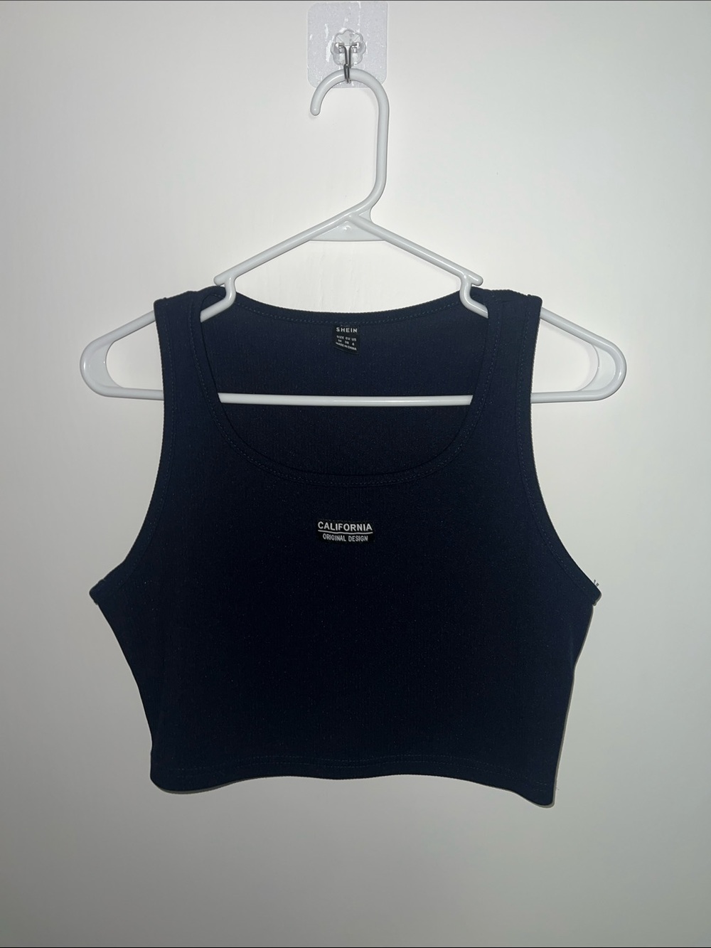 SHEIN Black Ribbed California Crop Tank